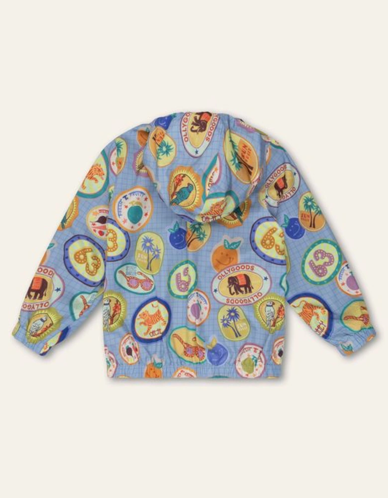 Boys Pale Blue Sticker Windbreaker Jacket