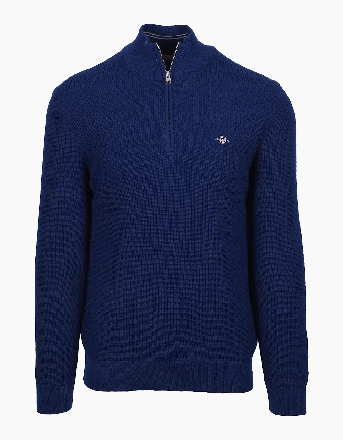 MICRO TEXTURED HALF ZIP KNITWEAR RICH NAVY, 4 of 3