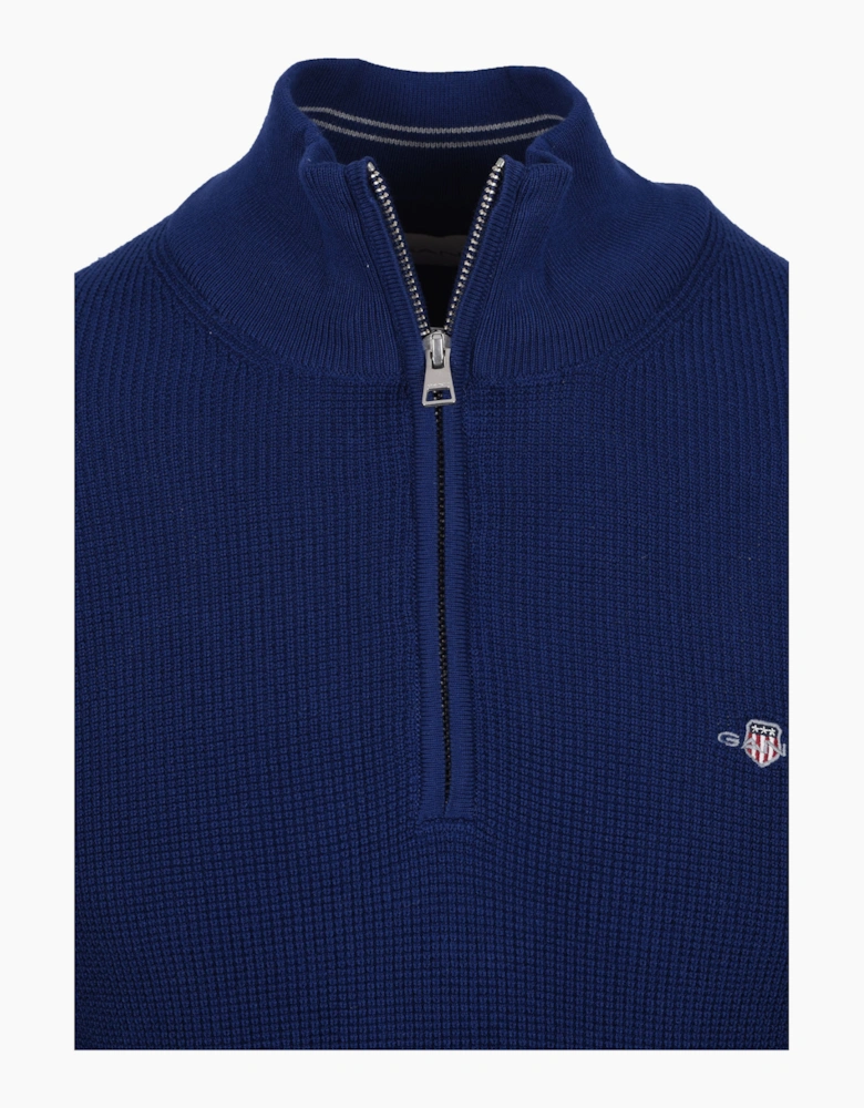 MICRO TEXTURED HALF ZIP KNITWEAR RICH NAVY
