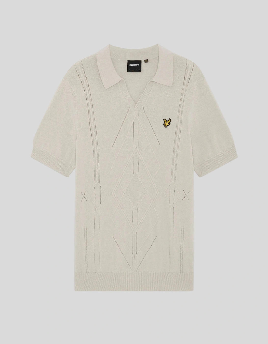 Open Collar Argyle Knitted Polo Shirt