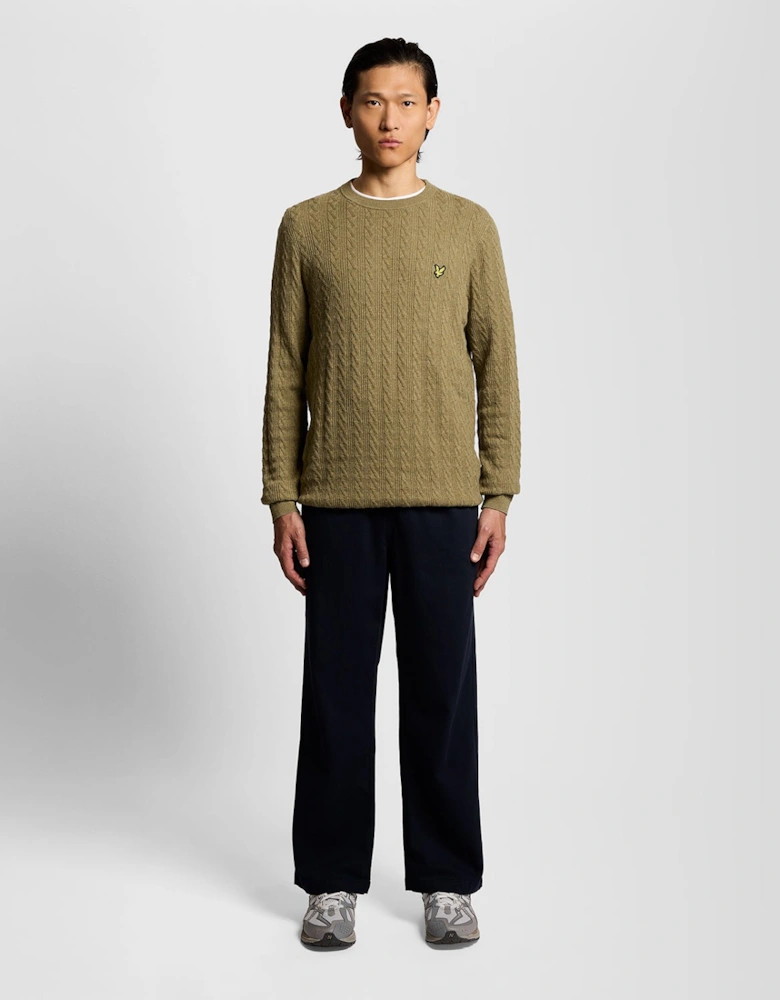 Linen Blend Ribbed Crew Neck Jumper