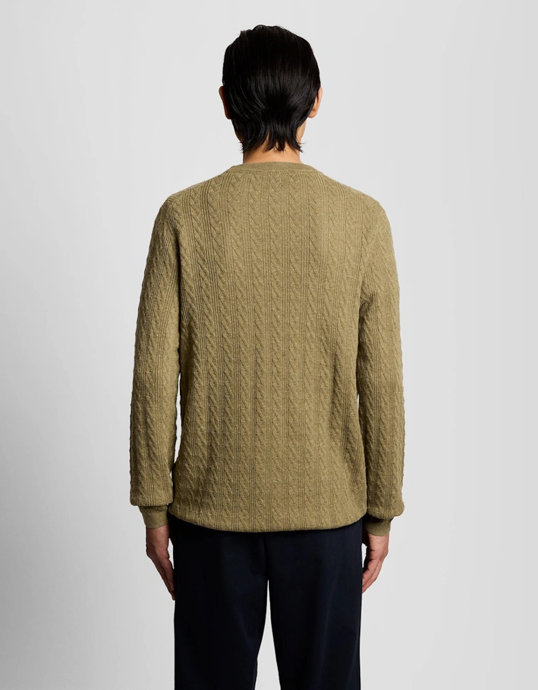 Linen Blend Ribbed Crew Neck Jumper