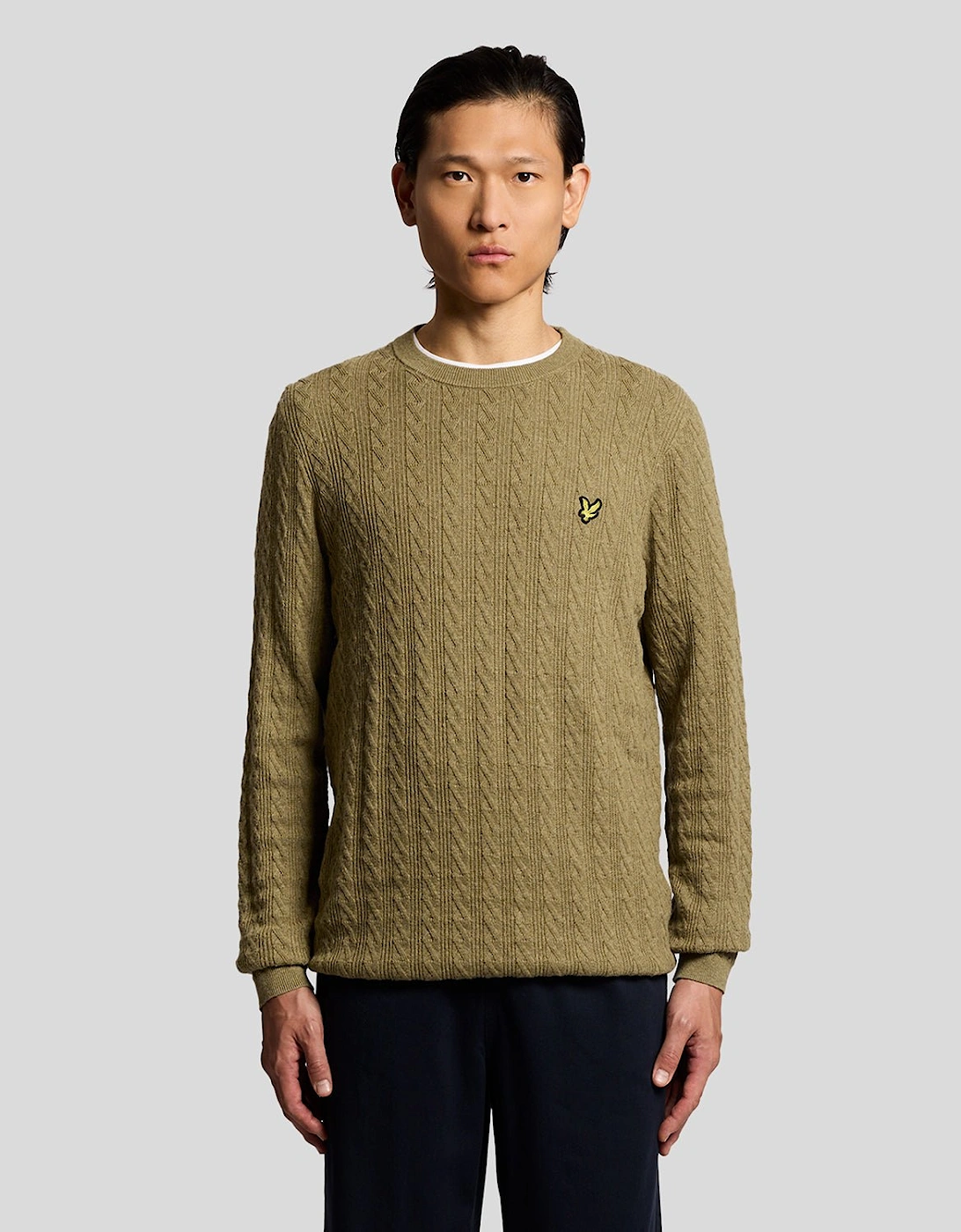Lyle And Scott Men's Light Linen Blend Ribbed Crew Neck Jumper  42 Xl