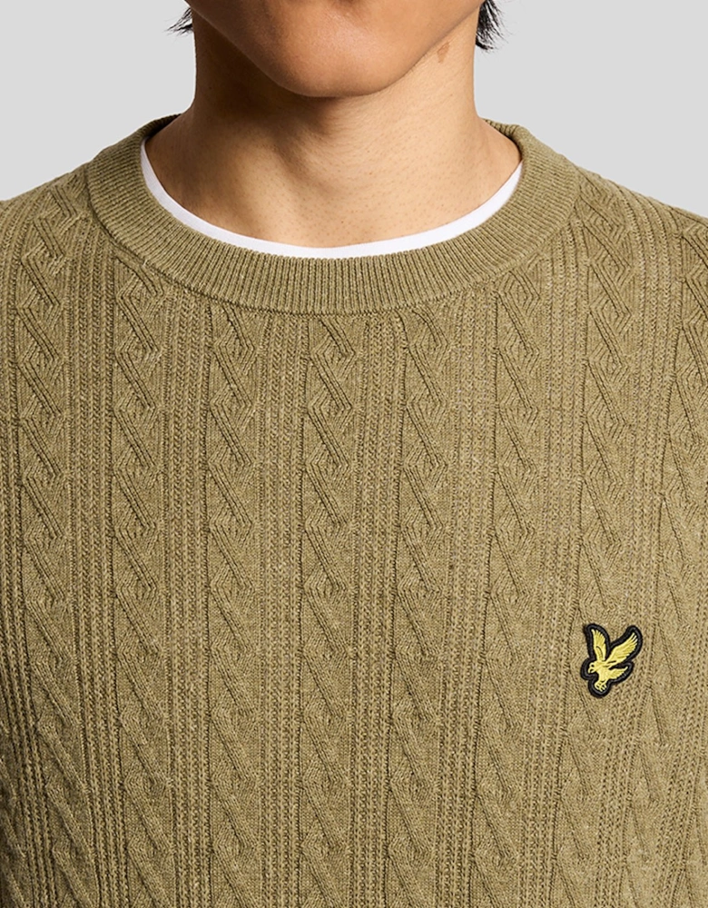 Linen Blend Ribbed Crew Neck Jumper