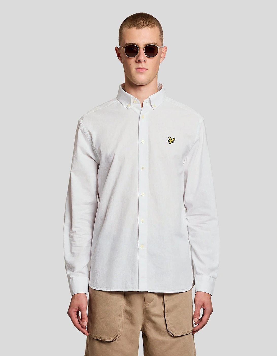 Lyle And Scott Men's Linen Blend Oxford Shirt  42/Regular Xl