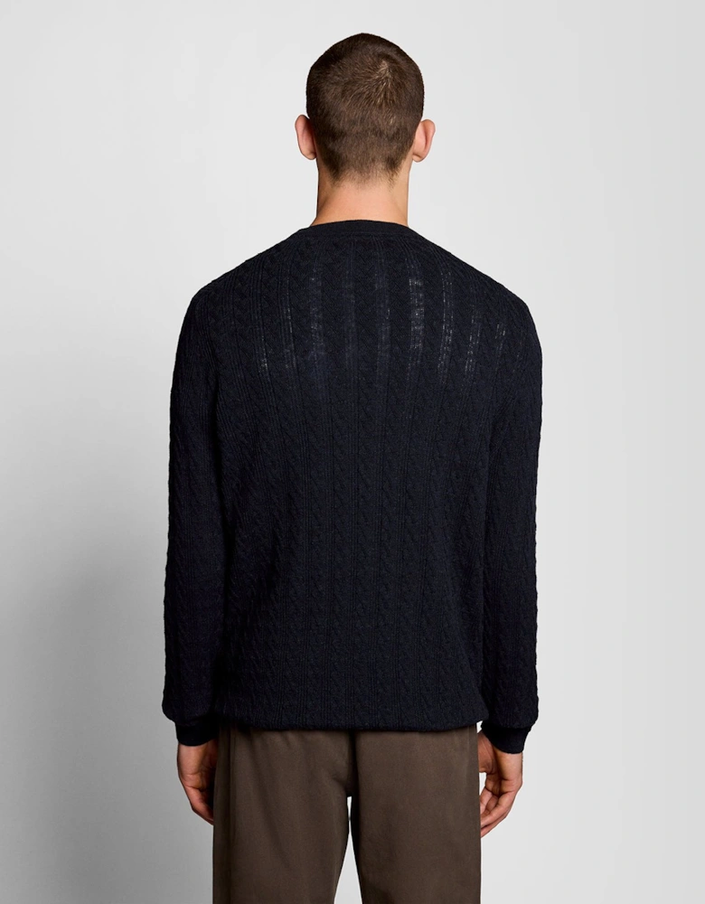 Linen Blend Ribbed Crew Neck Jumper
