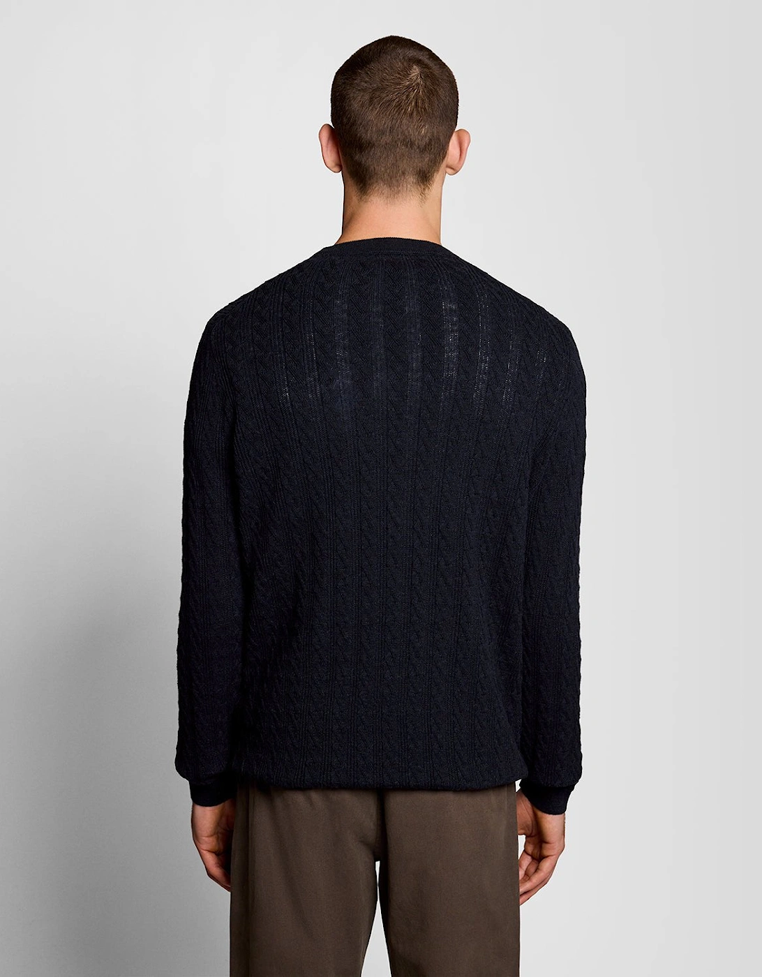 Linen Blend Ribbed Crew Neck Jumper
