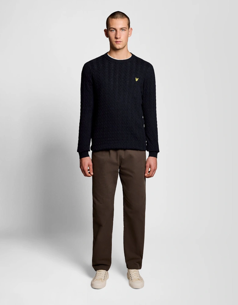 Linen Blend Ribbed Crew Neck Jumper