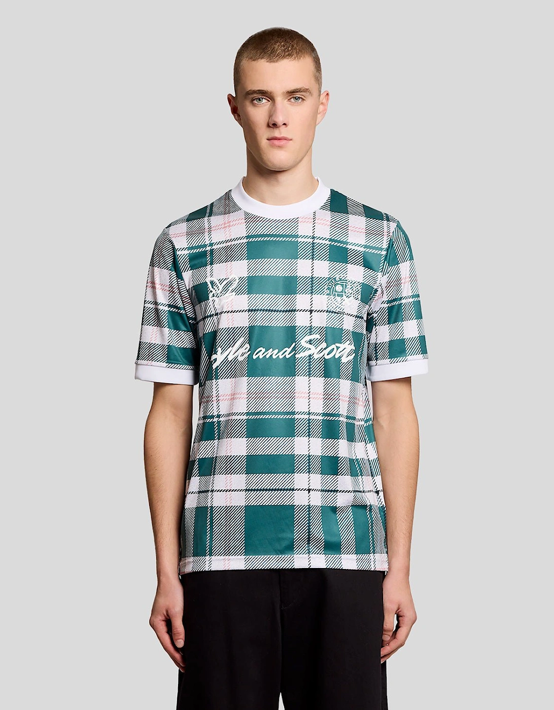 Lyle And Scott Unisex Sports Tartan Check Football Shirt  L