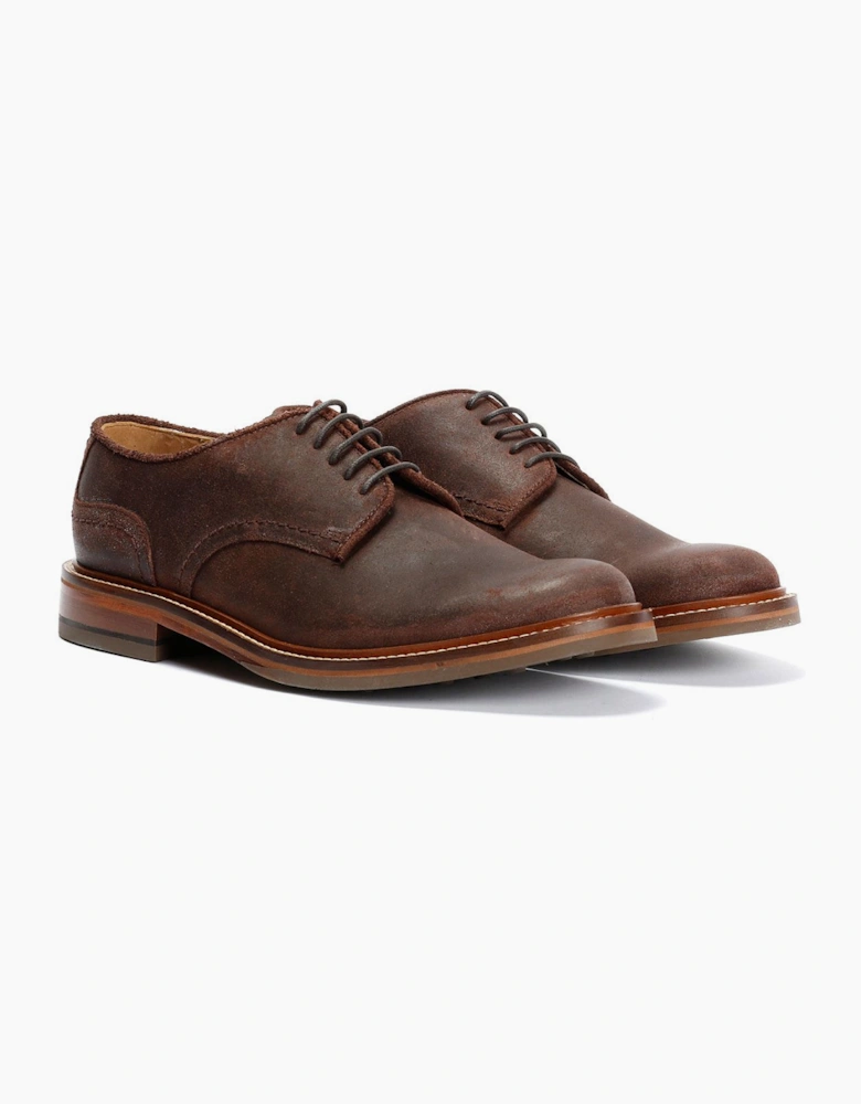 Plain Derby Country Leather Men's Choco Shoes