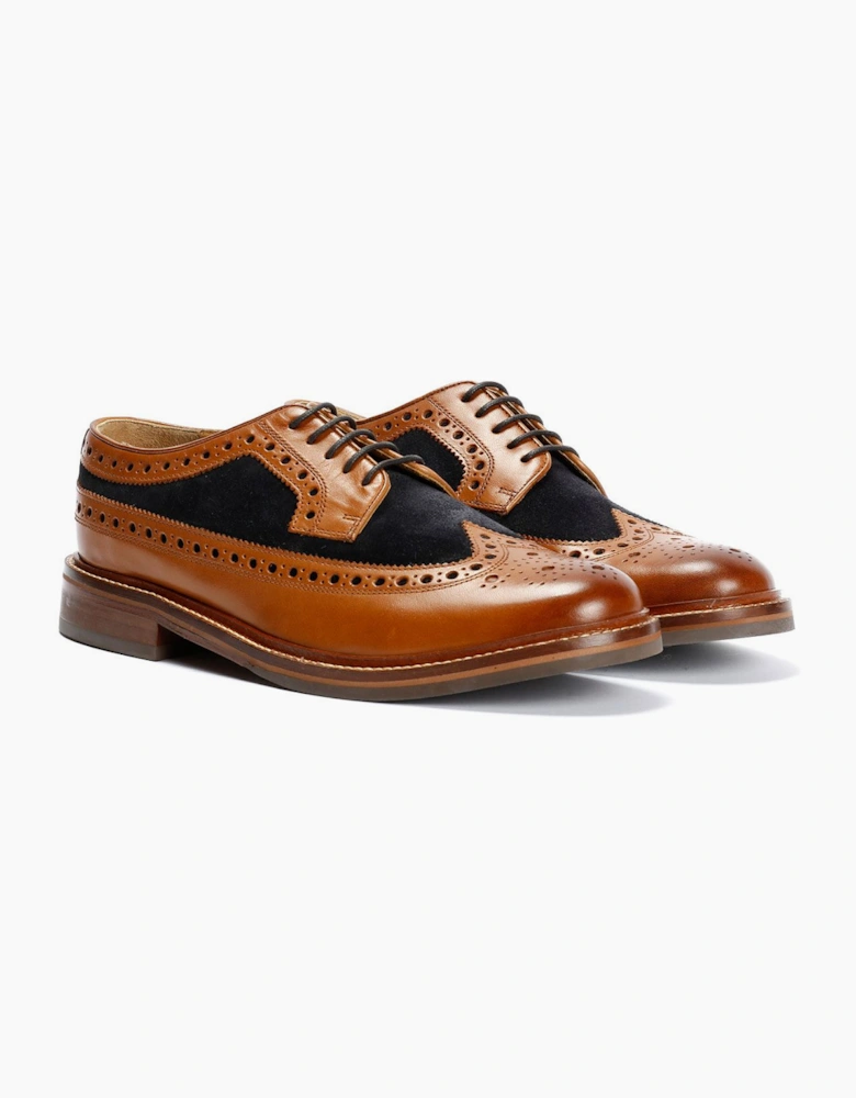Chapman & Moore Longwing Brogue Leather/Suede Men's Tan/Navy Shoes
