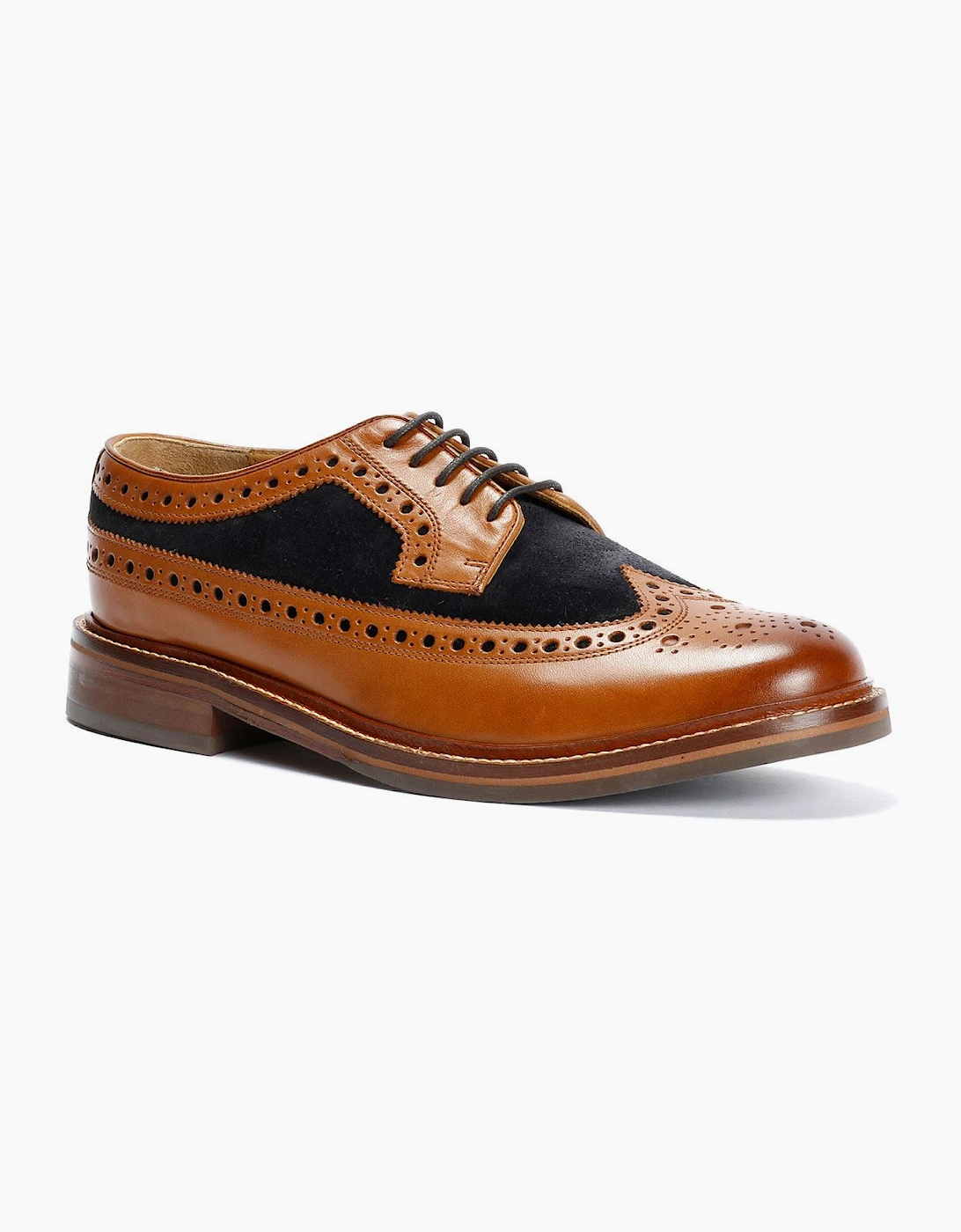 Chapman & Moore Longwing Brogue Leather/Suede Men's Tan/Navy Shoes