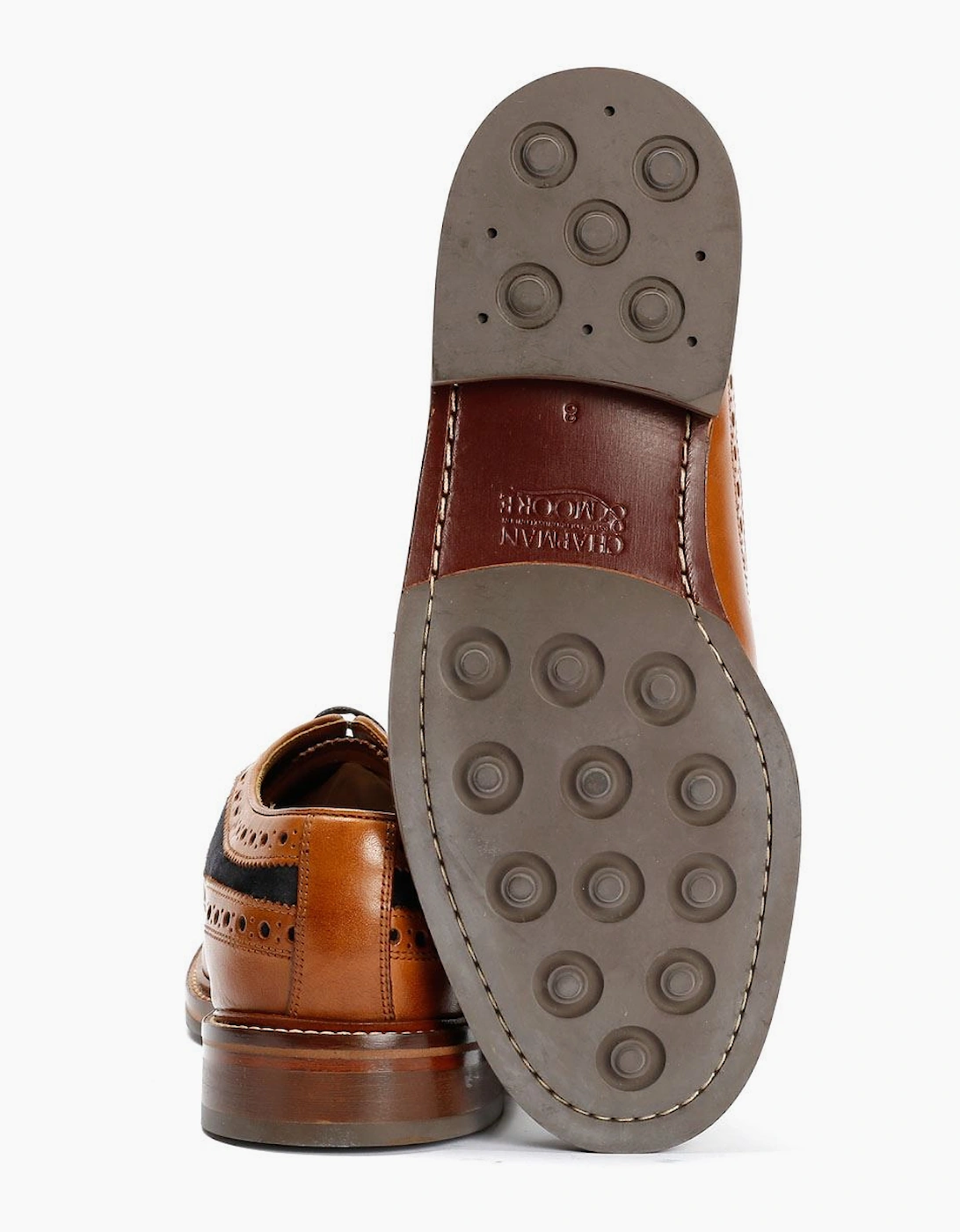 Chapman & Moore Longwing Brogue Leather/Suede Men's Tan/Navy Shoes