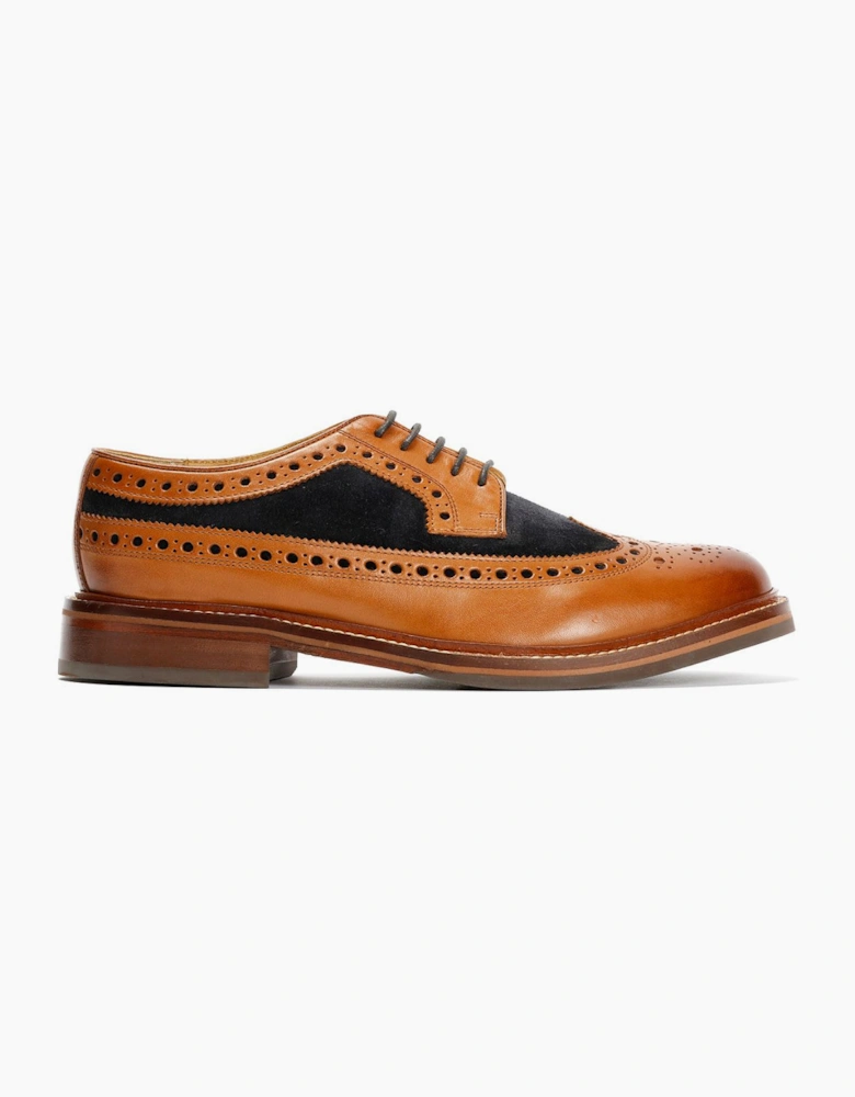 Chapman & Moore Longwing Brogue Leather/Suede Men's Tan/Navy Shoes