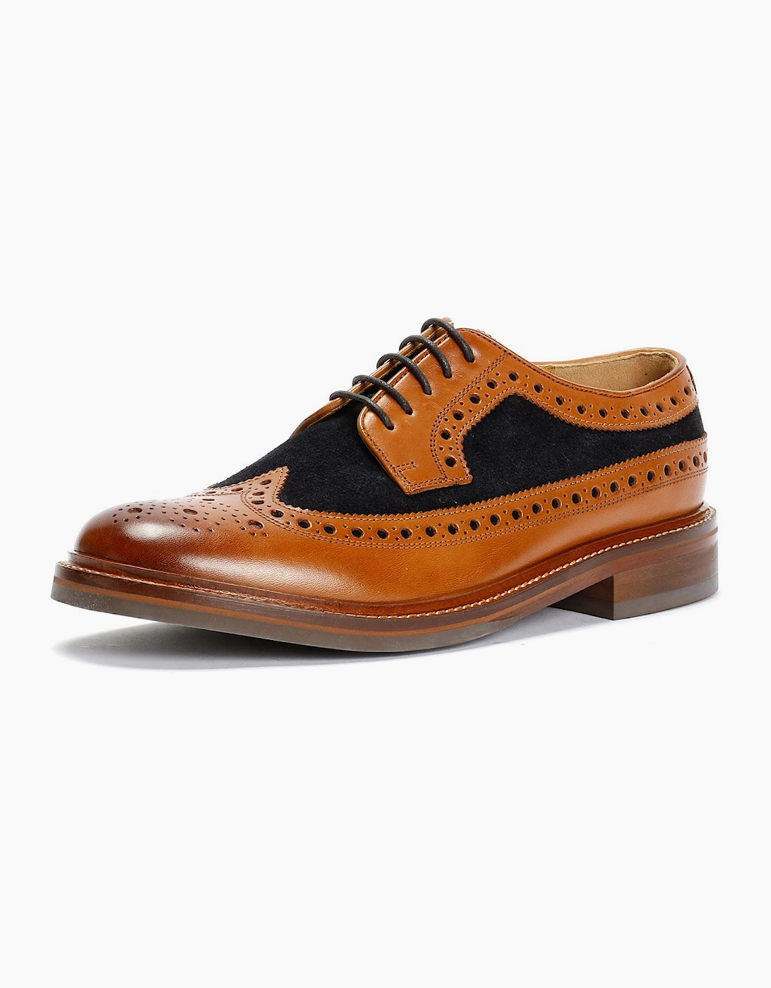 Chapman & Moore Longwing Brogue Leather/Suede Men's Tan/Navy Shoes