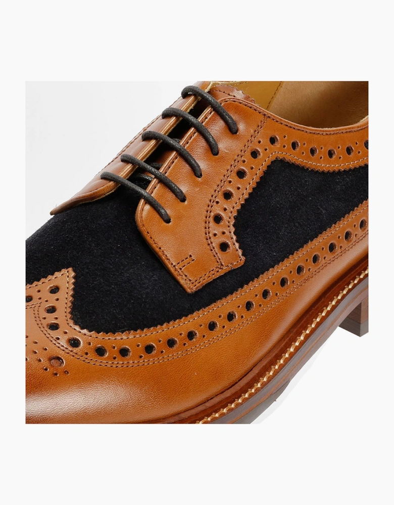 Chapman & Moore Longwing Brogue Leather/Suede Men's Tan/Navy Shoes