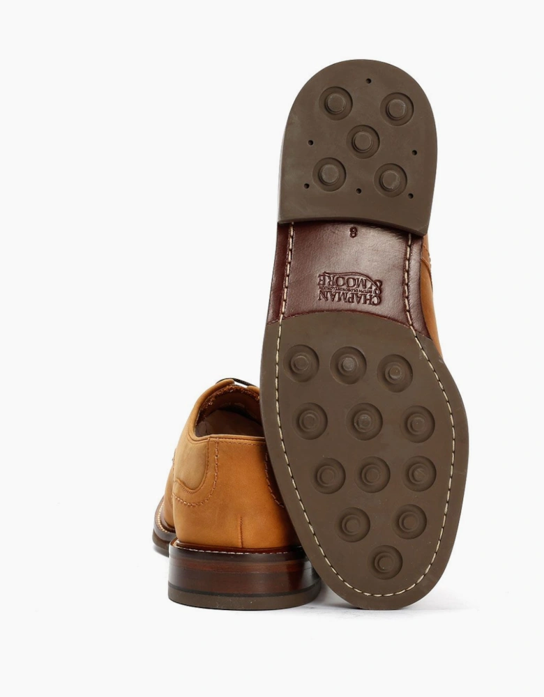 Plain Derby Country Oiled Leather Men's Tan Shoes