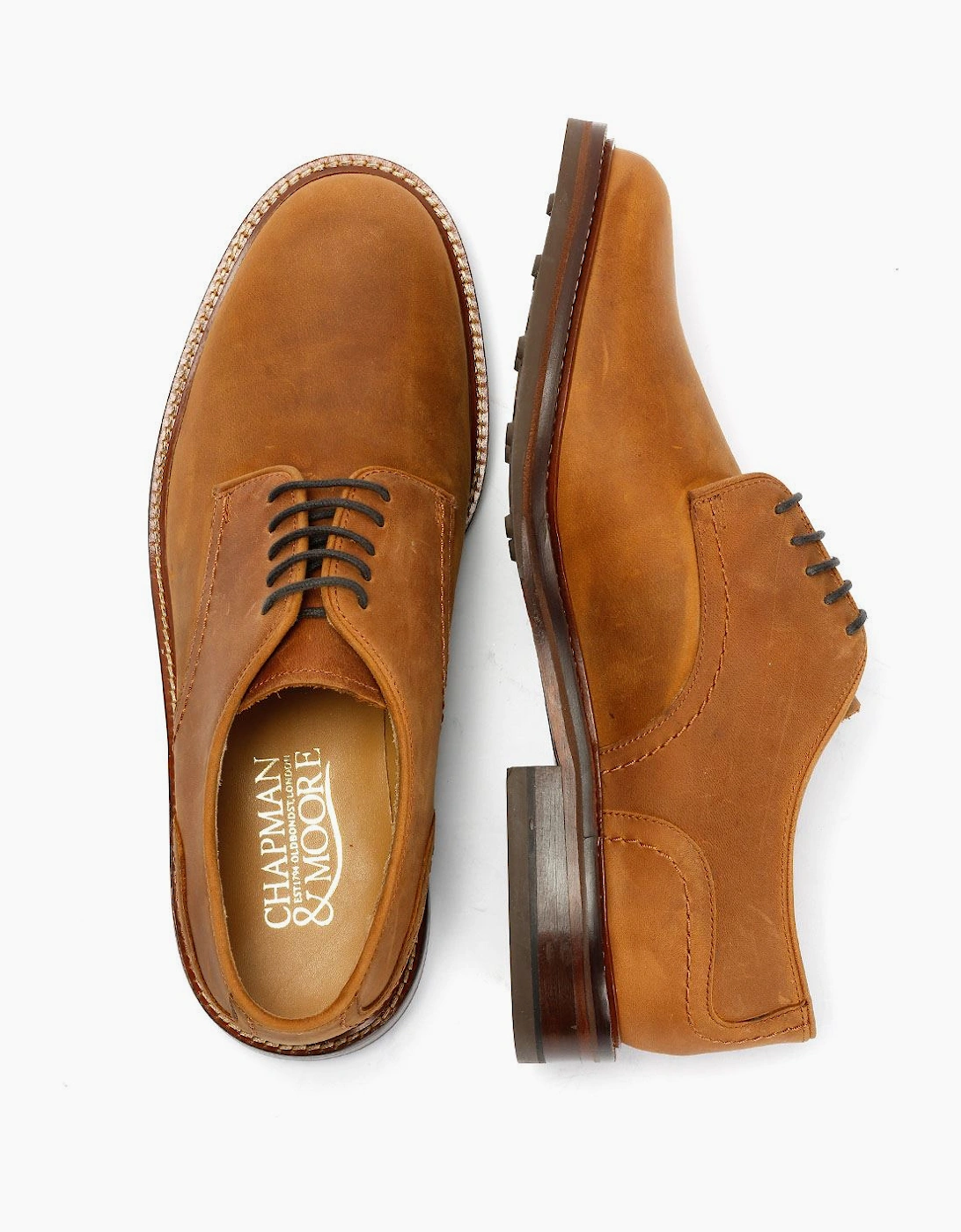 Plain Derby Country Oiled Leather Men's Tan Shoes