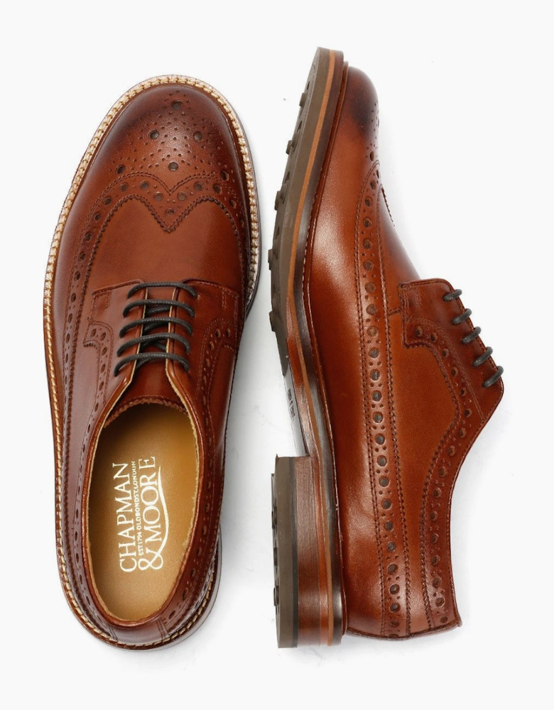 Chapman & Moore Longwing Brogue Country Leather Men's Berry Shoes