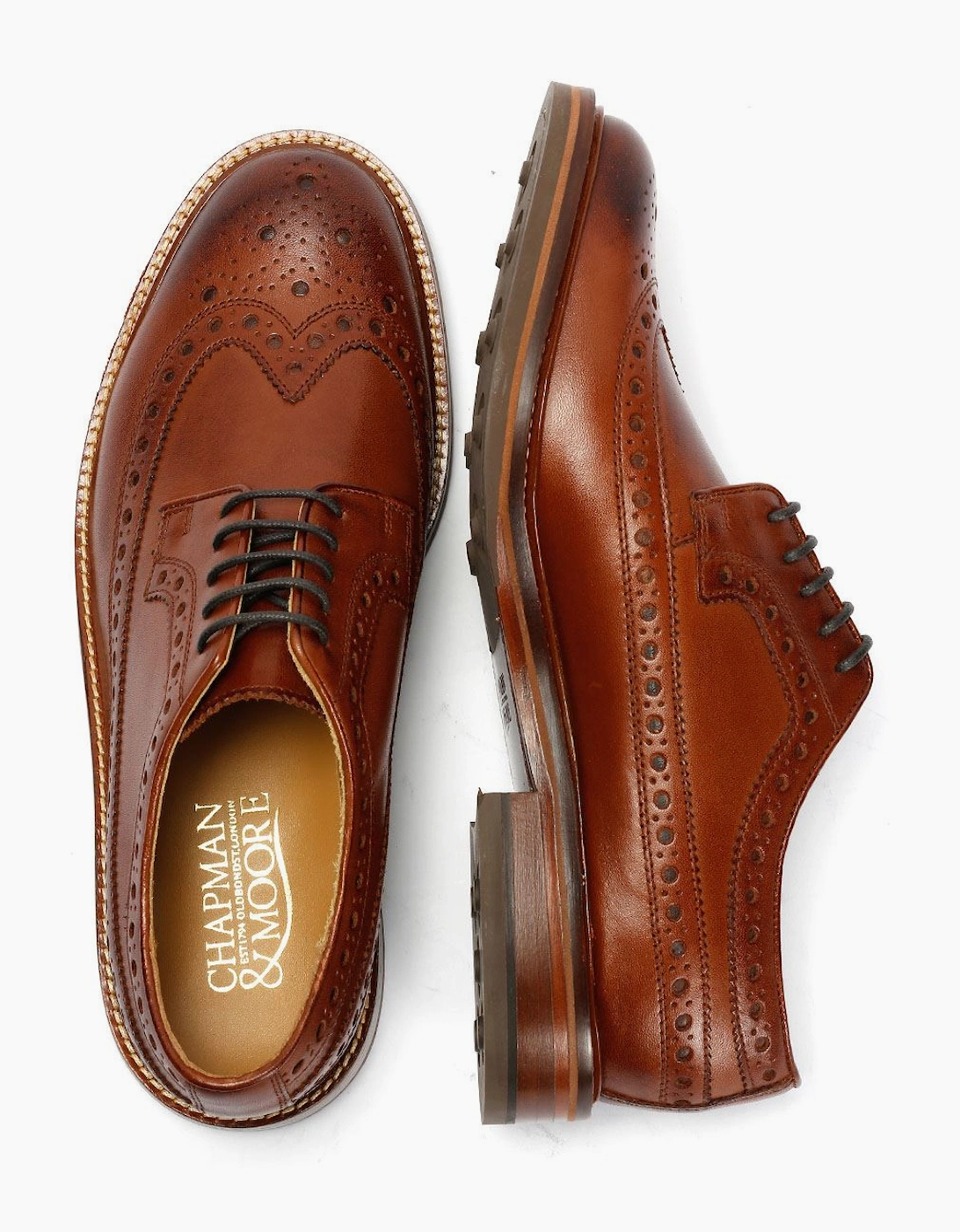 Chapman & Moore Longwing Brogue Country Leather Men's Berry Shoes