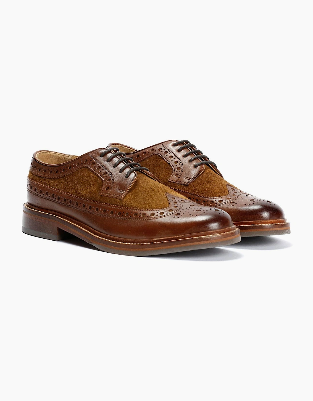 Chapman & Moore Longwing Brogue Leather/Suede Men's Mahogany/Tobacco Shoes