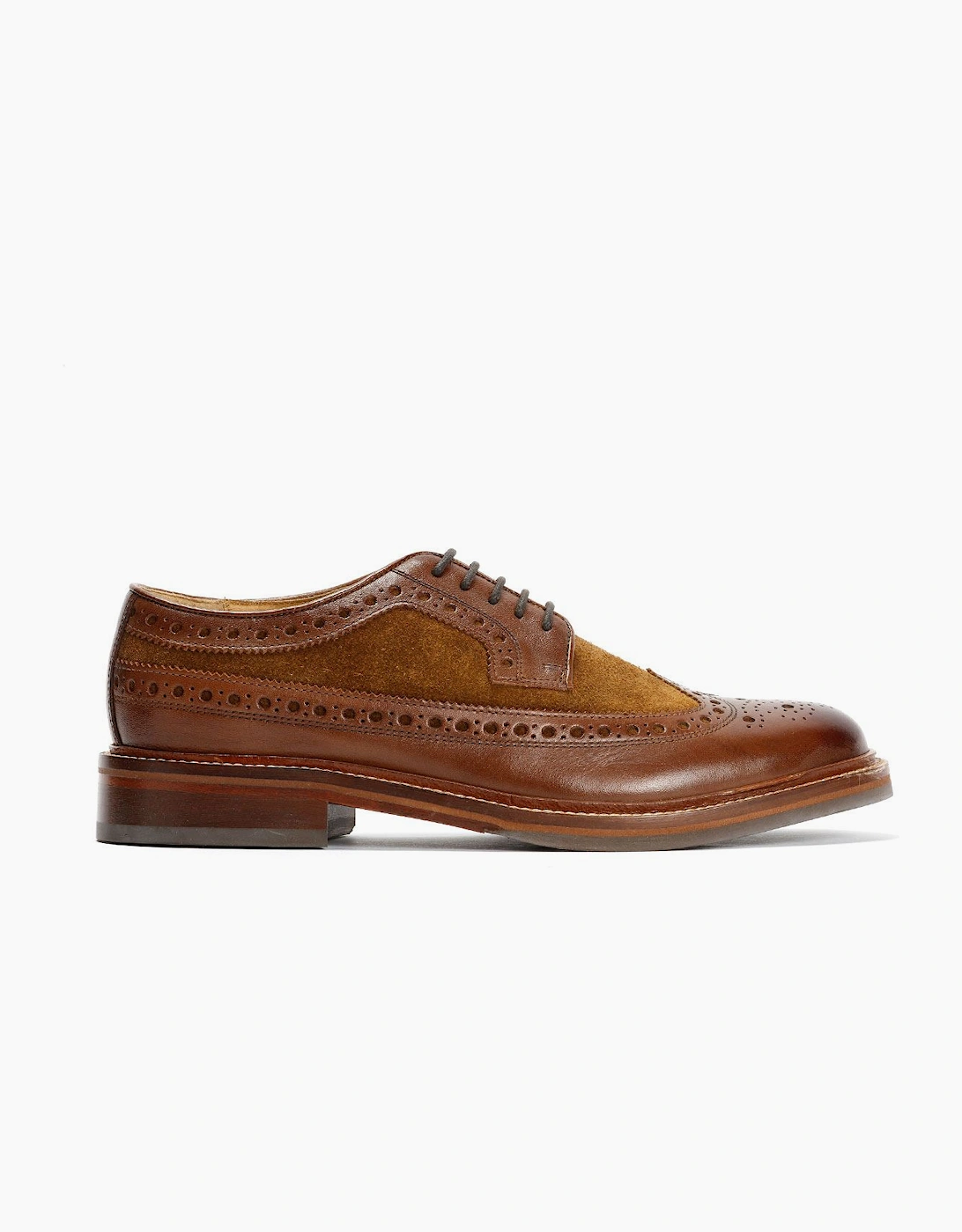 Chapman & Moore Longwing Brogue Leather/Suede Men's Mahogany/Tobacco Shoes
