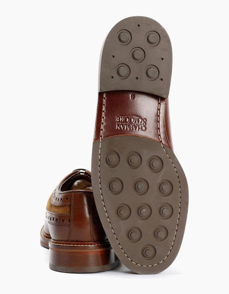 Chapman & Moore Longwing Brogue Leather/Suede Men's Mahogany/Tobacco Shoes