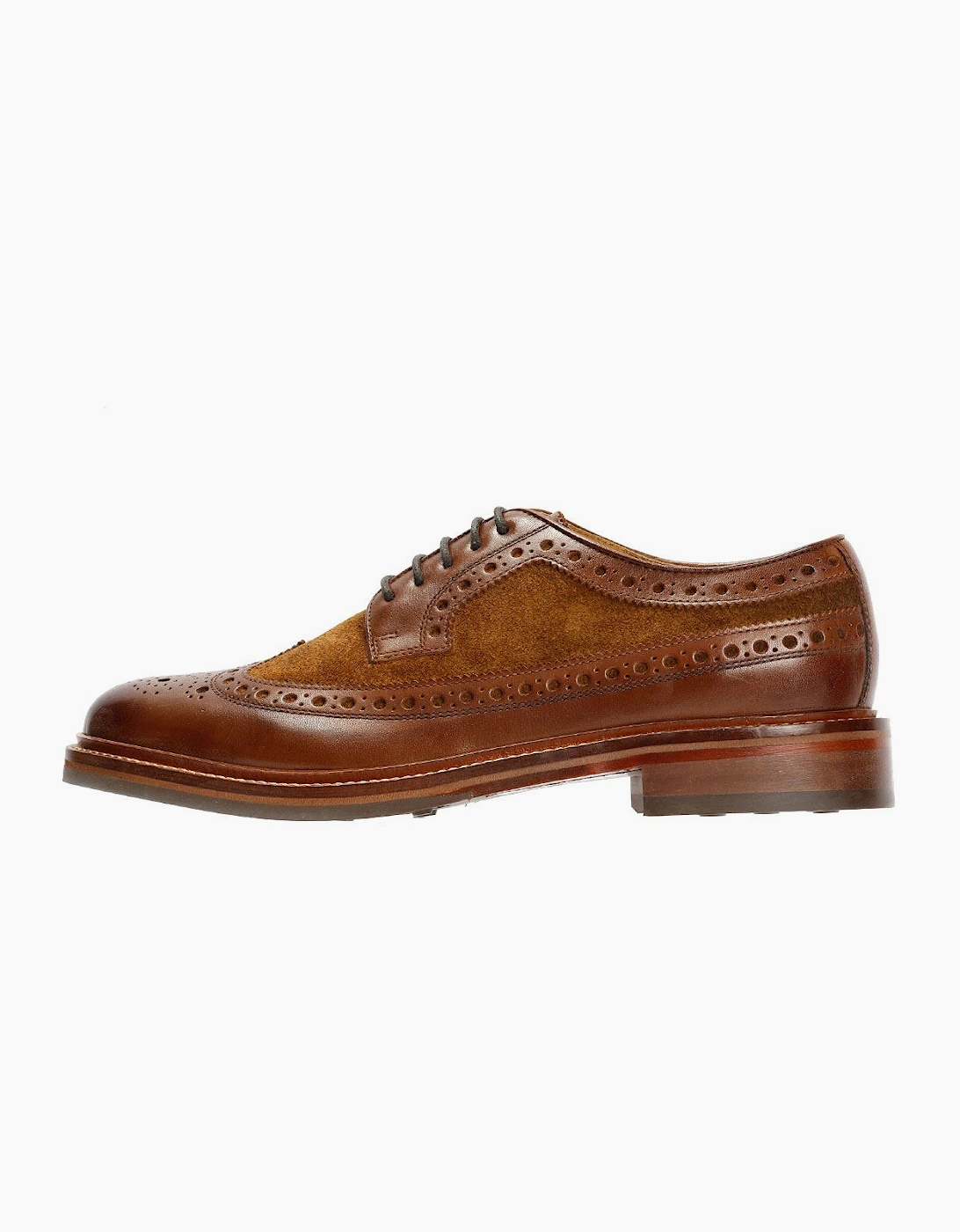 Chapman & Moore Longwing Brogue Leather/Suede Men's Mahogany/Tobacco Shoes