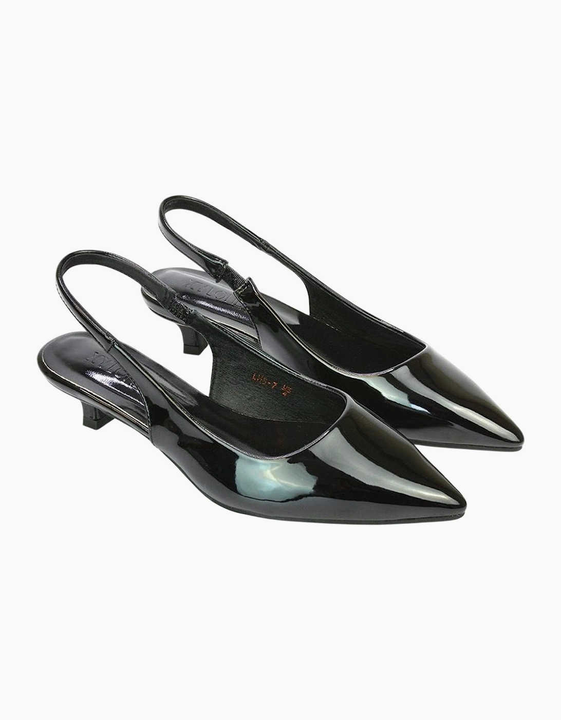 Women's XY London Womens/Ladies Jenny Sling Back Kitten Heel Pumps - Black - Size: 7