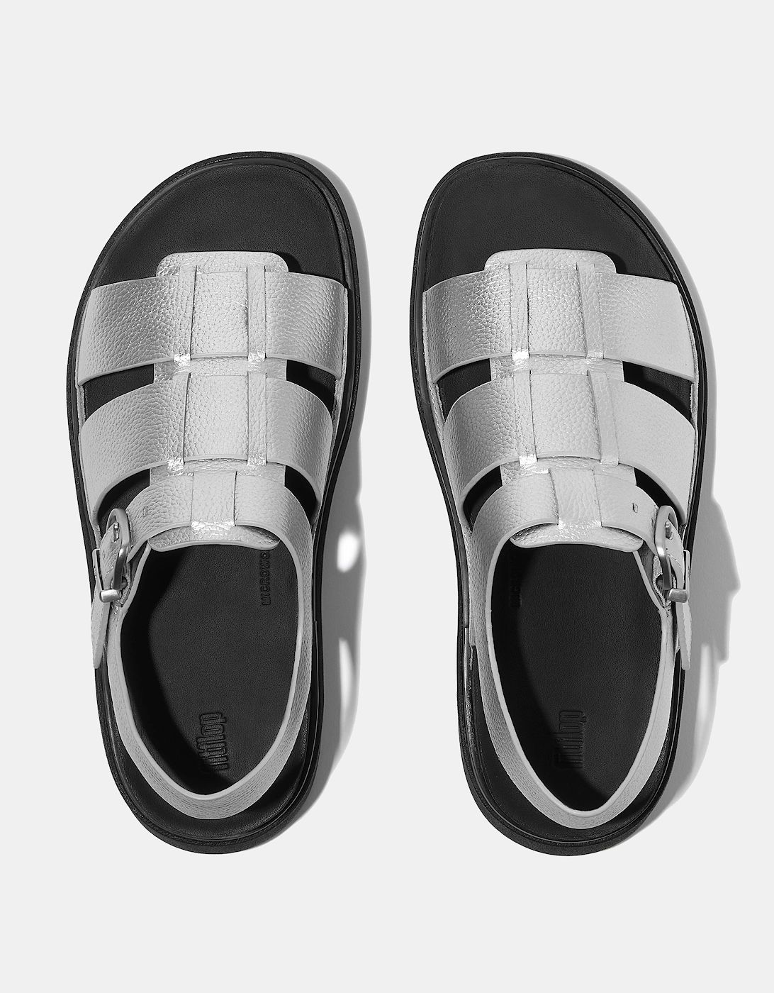 Womens GEN-FF Tumbled-Leather Fisherman Sandals - Silver 011