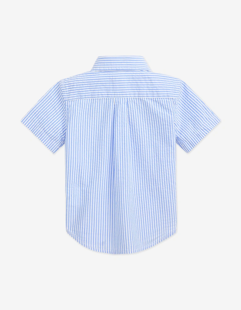 Baby Boys Seersucker Shirt in Blue