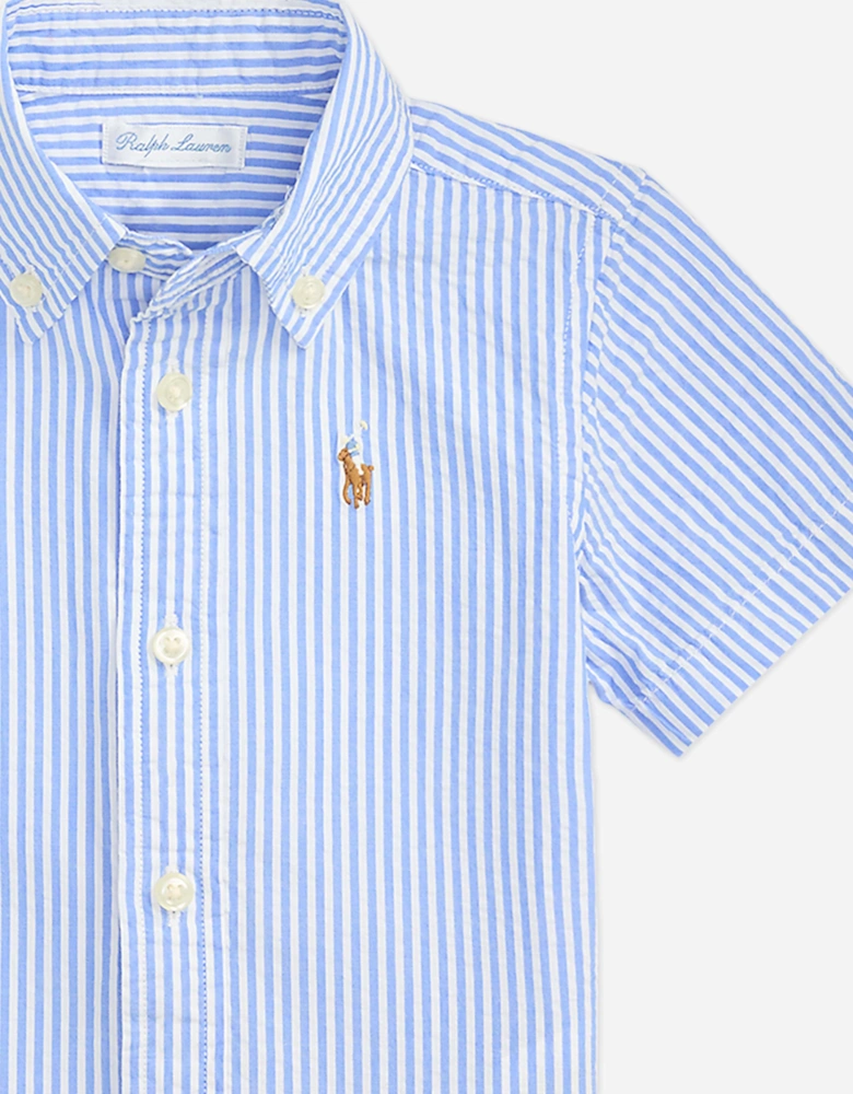Baby Boys Seersucker Shirt in Blue
