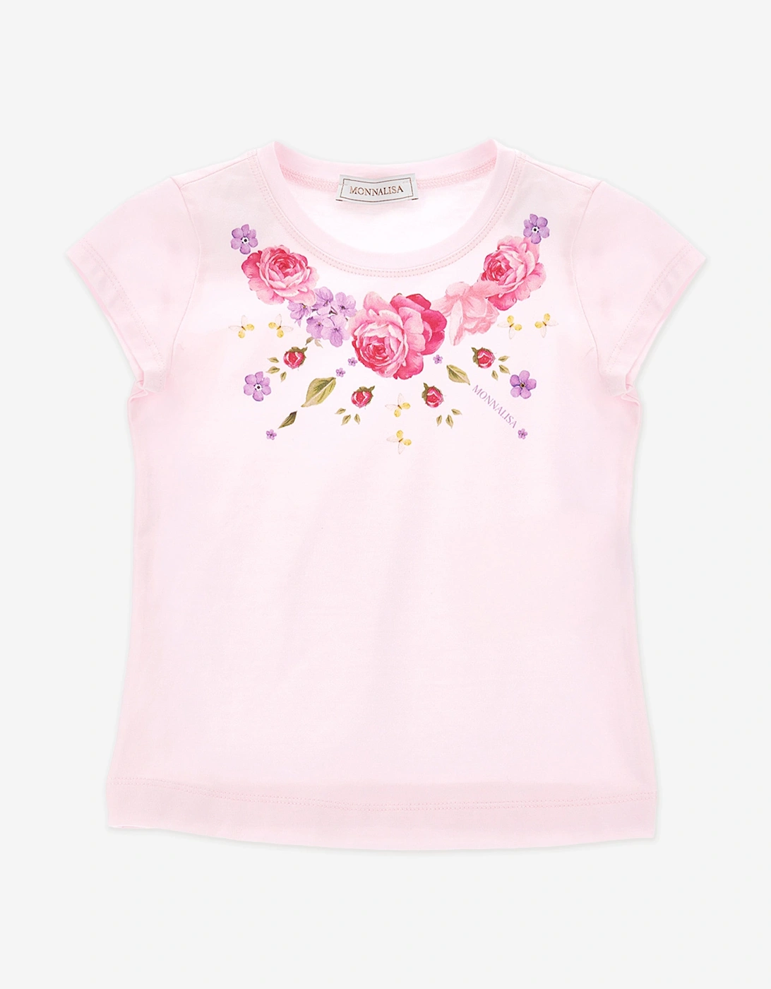 Girls Floral Jersey T-Shirt in Pink, 5 of 4