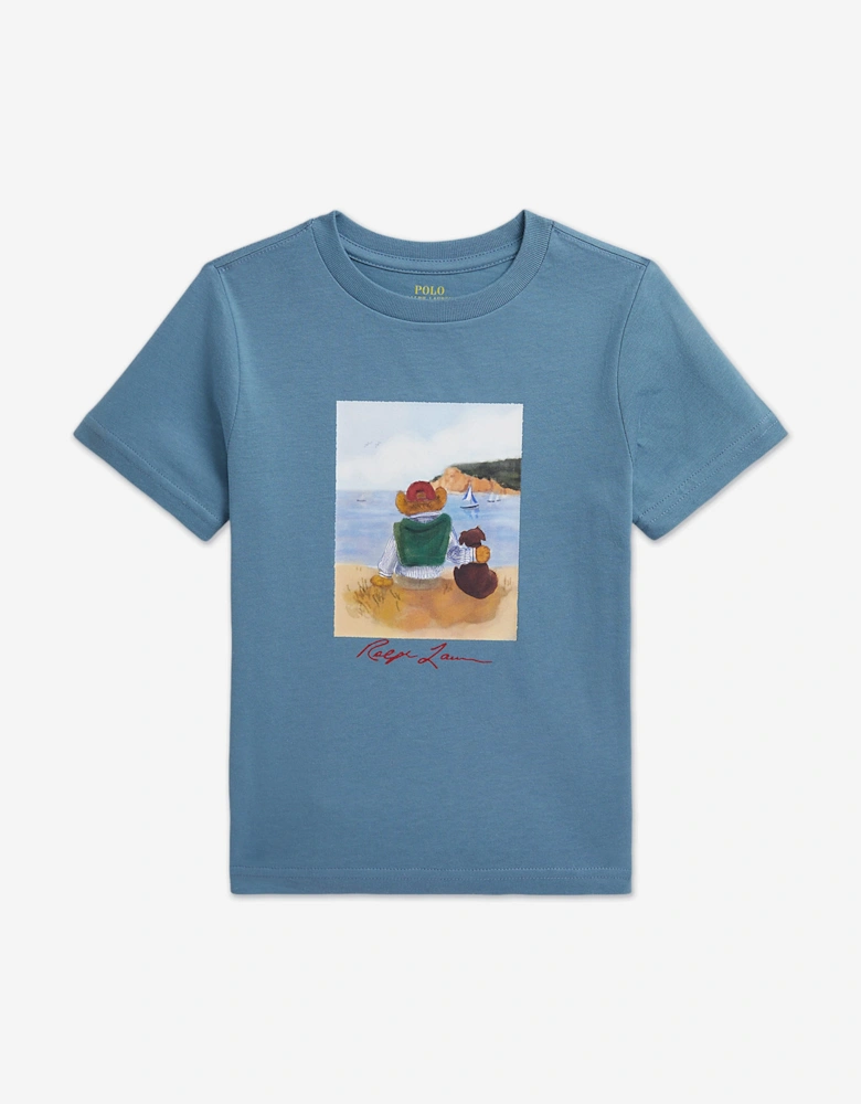 Boys Polo Bear Graphic Print T-Shirt in Blue