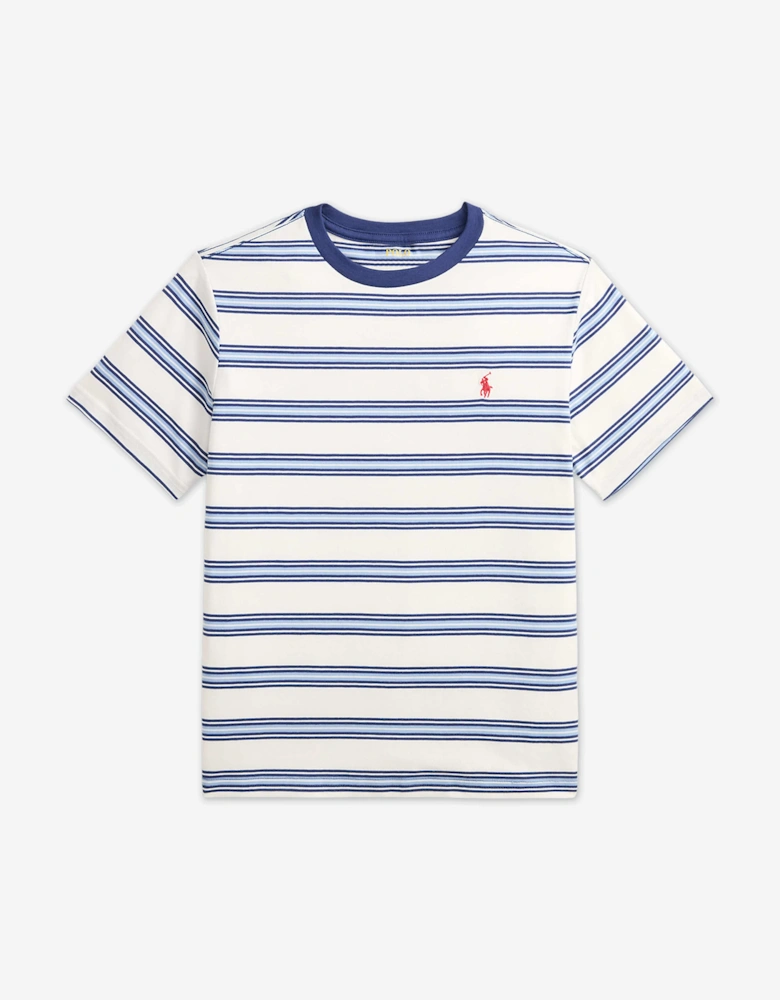 Boy Striped Jersey T-Shirt in Blue