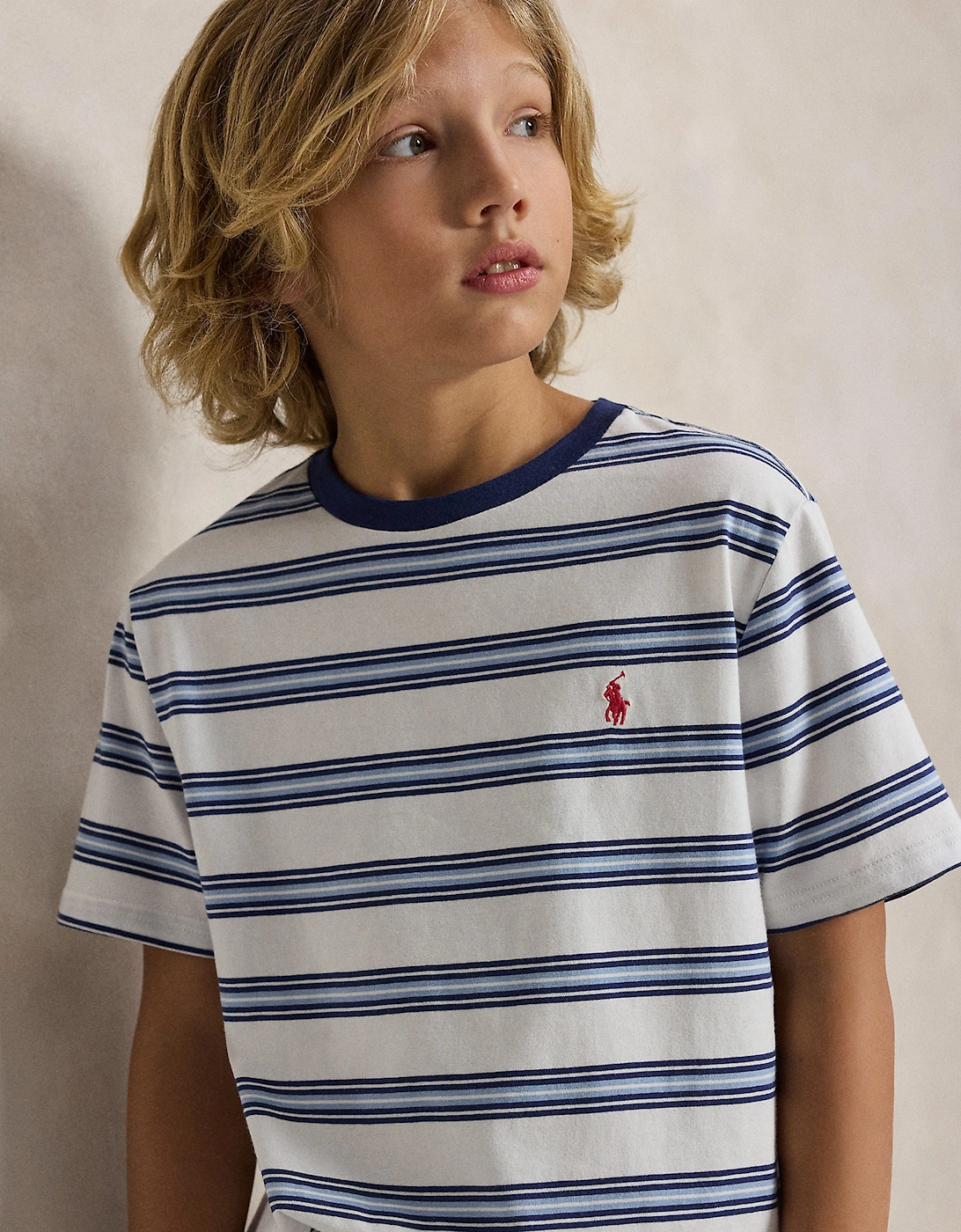Boy Striped Jersey T-Shirt in Blue