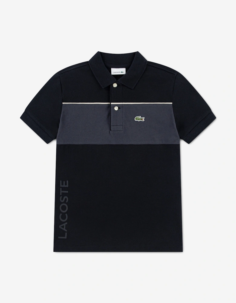Boys Colourblock Polo Shirt in Black