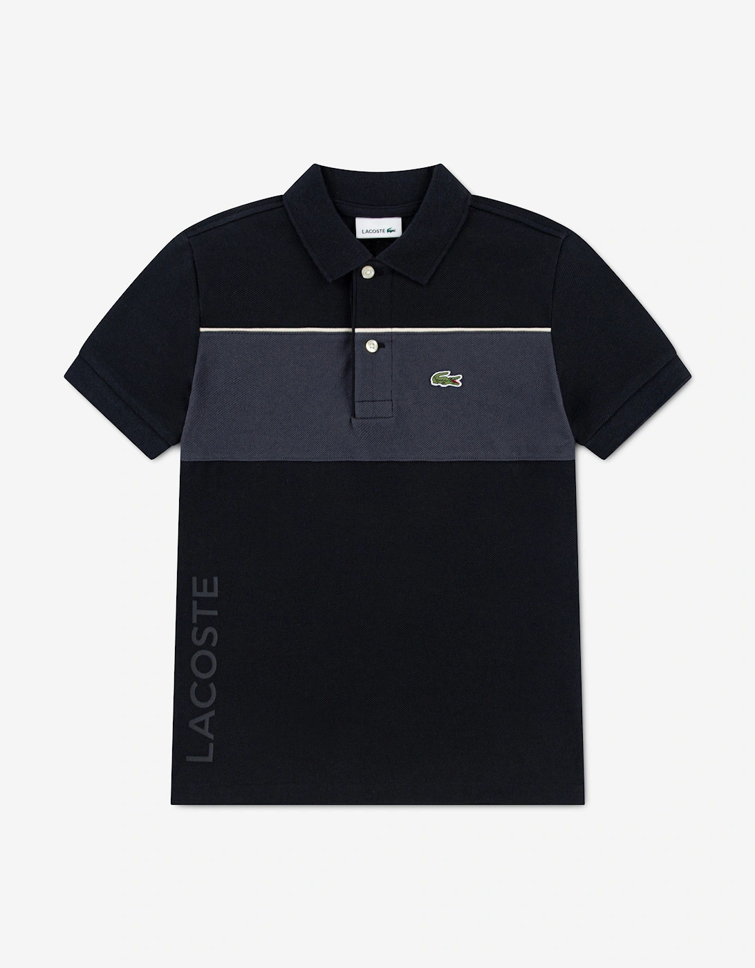 Lacoste Boys Black 'S Colourblock Polo Shirt In  16 Years Size 16 Yrs Kids