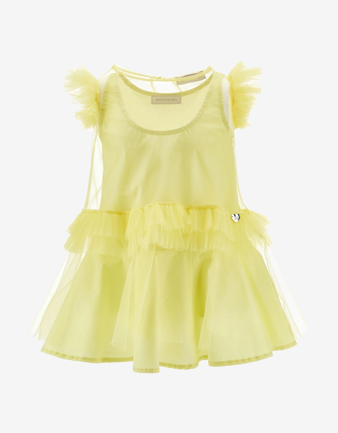 Monnalisa Girls Yellow 'S Tulle Dress In  10 Years Size 10 Yrs Kids