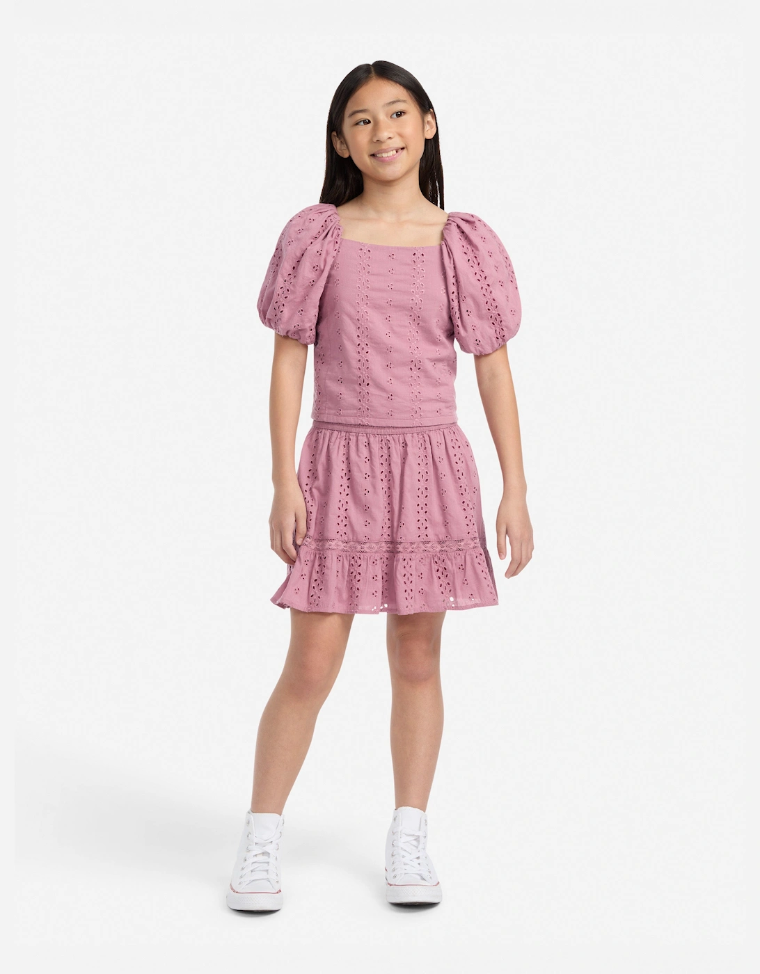 Girls Eyelet Mini Skort in Pink