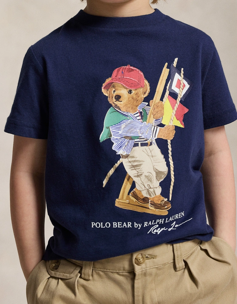 Boys Polo Bear Jersey T-Shirt in Navy