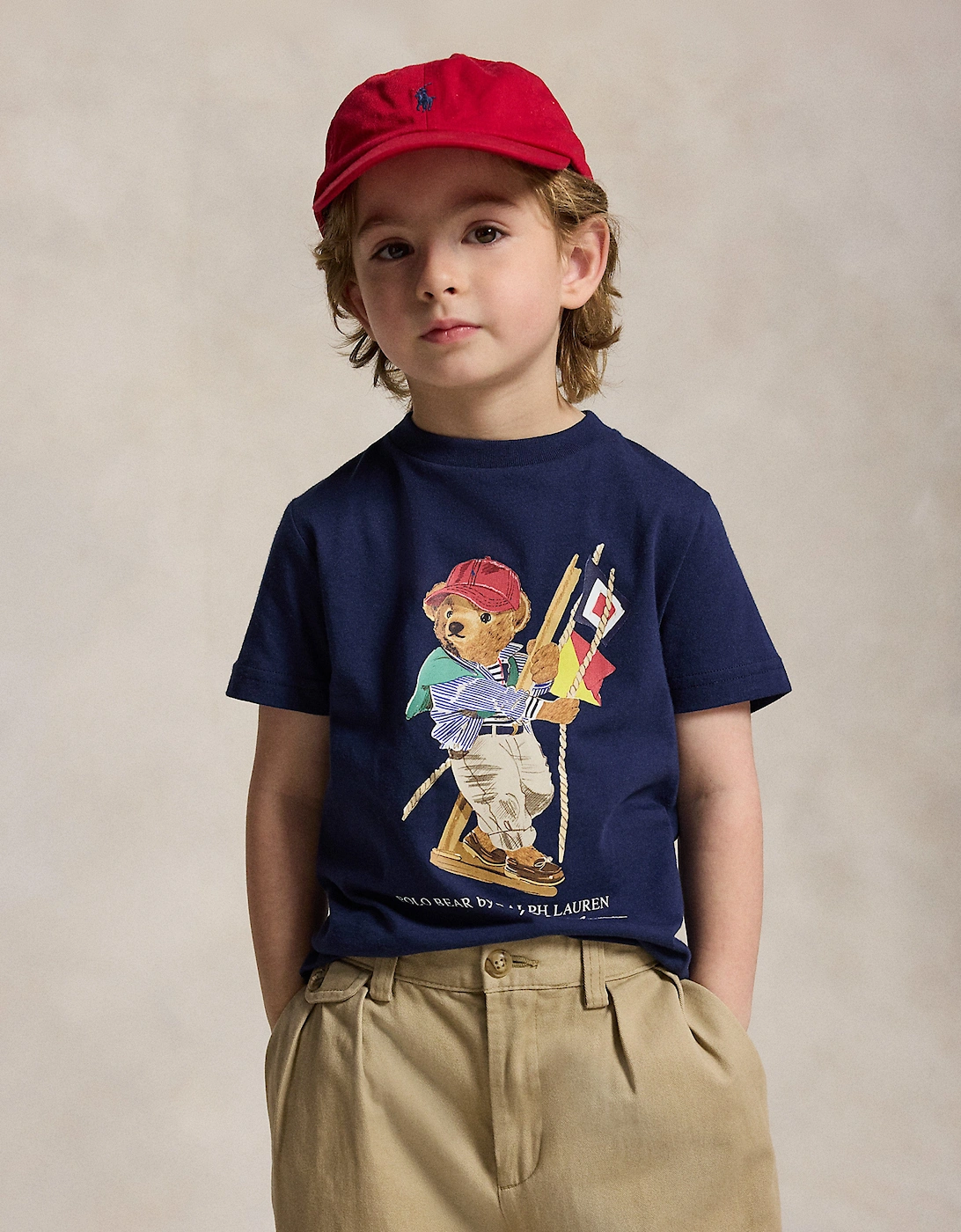 Boys Polo Bear Jersey T-Shirt in Navy