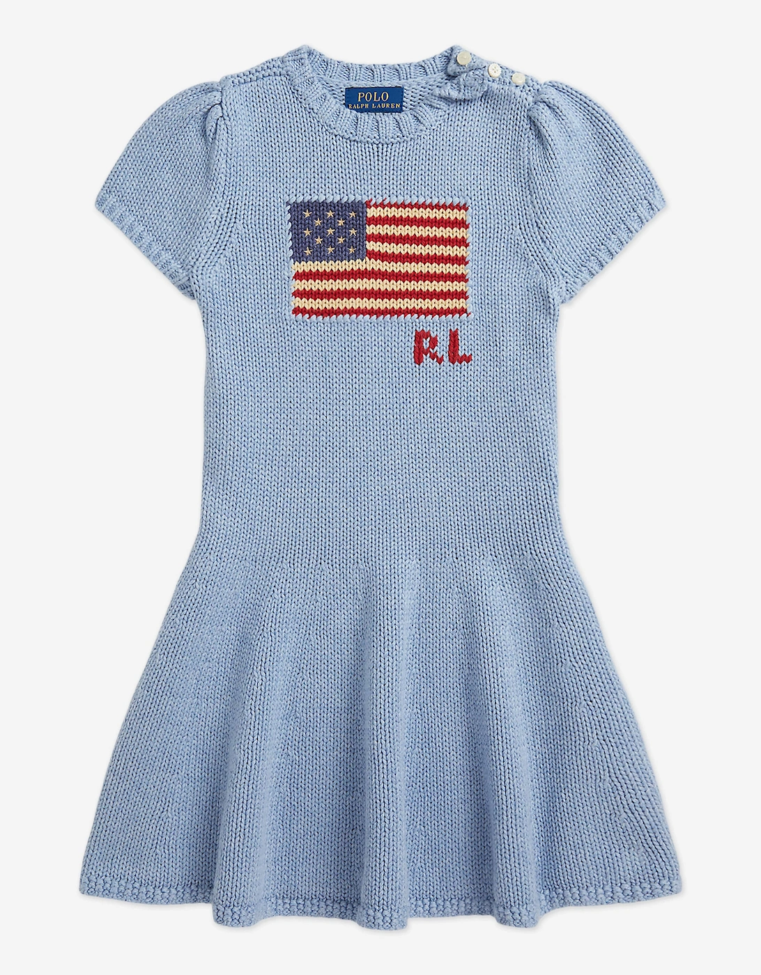 Girls Knitted Flag Dress in Blue, 5 of 4