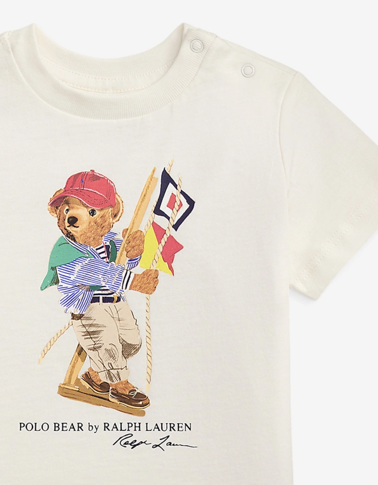 Baby Boys Polo Bear Jersey T-Shirt in White