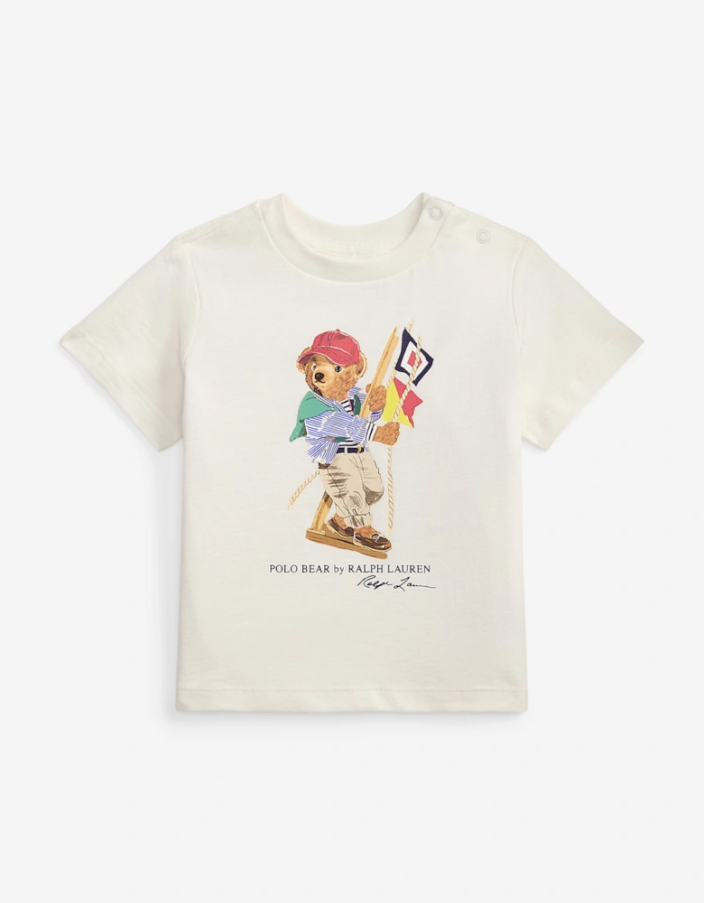Baby Boys Polo Bear Jersey T-Shirt in White
