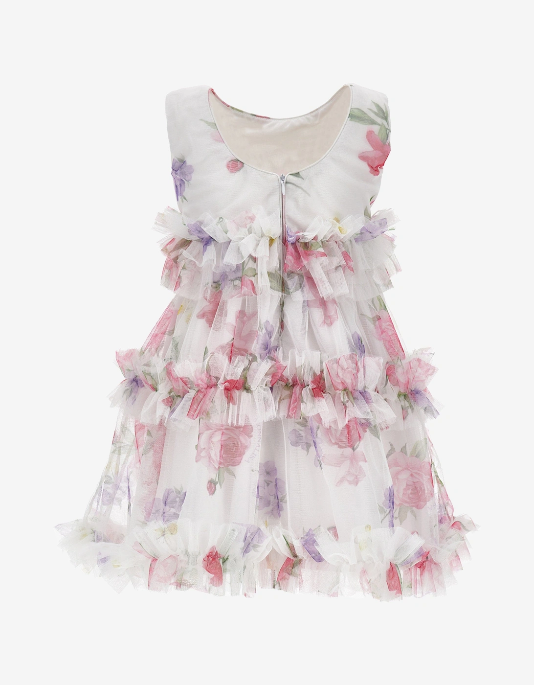 Girls Tulle Flower Dress in White