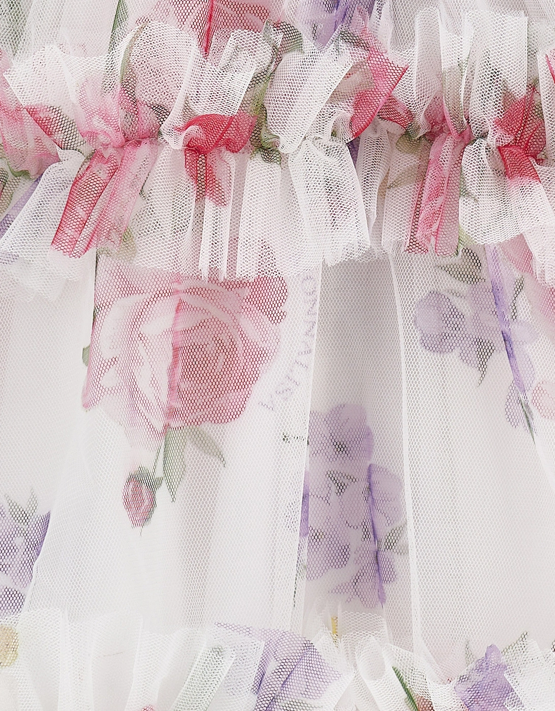 Girls Tulle Flower Dress in White