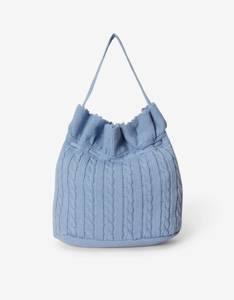 Girls Drawstring Bucket Bag in Blue (27cm)
