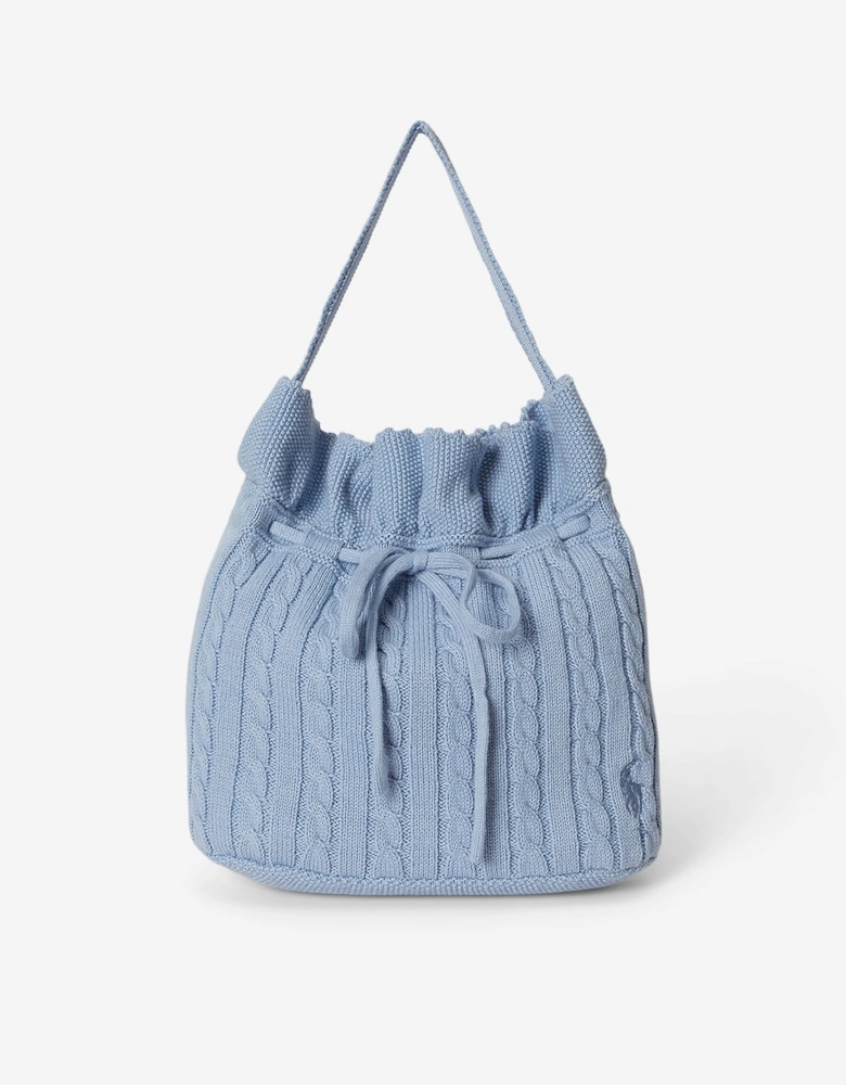 Girls Drawstring Bucket Bag in Blue (27cm)