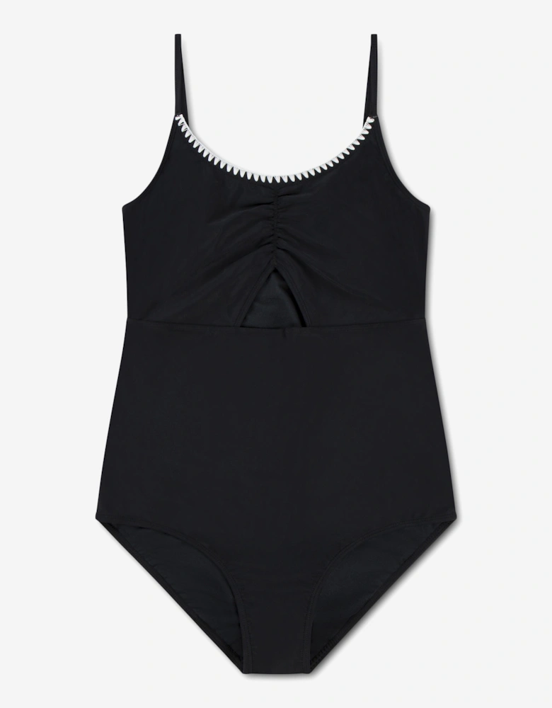 Girls Cinched Cutout Swimsuit in Black